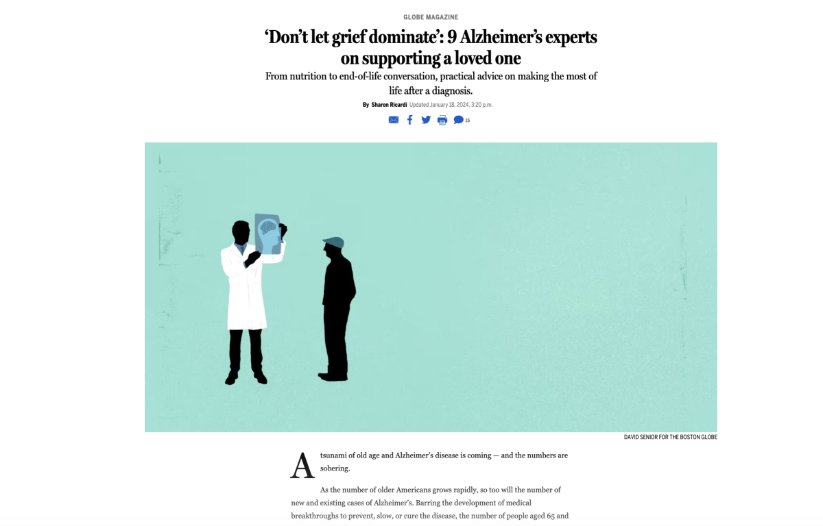 Boston Globe Magazine / Les nombreuses façons dont un soignant peut soutenir un proche atteint de la maladie d&#8217;Alzheimer - David Senior - Anna Goodson Agence d'illustration
